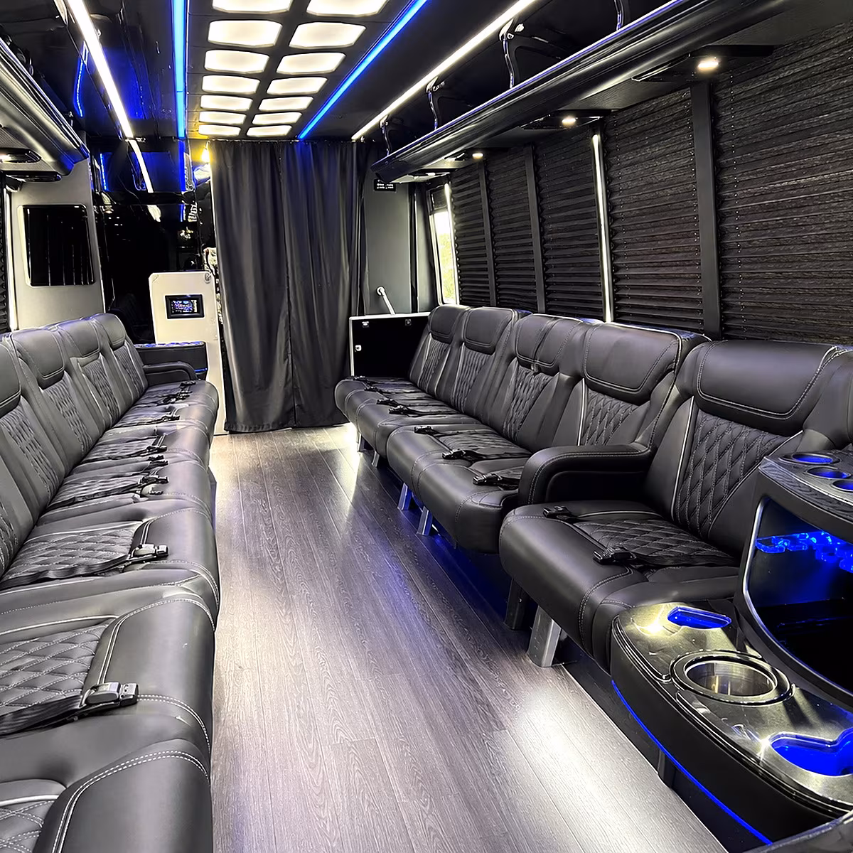 Oxnard Wedding Transportation party bus interior