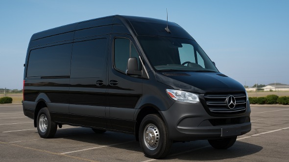 Exterior of Charter Bus Company Simi Valley's 14 Passenger Sprinter Limousine in Simi Valley