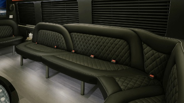 Interior of Charter Bus Company Simi Valley's 15 Passenger Party Bus in Simi Valley