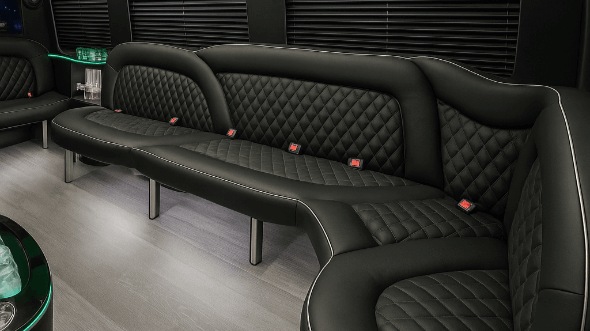 Interior of Charter Bus Company Camarillo's 18 Passenger Party Bus in Camarillo