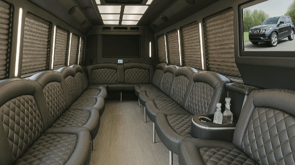 Interior of Charter Bus Company Burbank's 20 Passenger Party Bus in Burbank