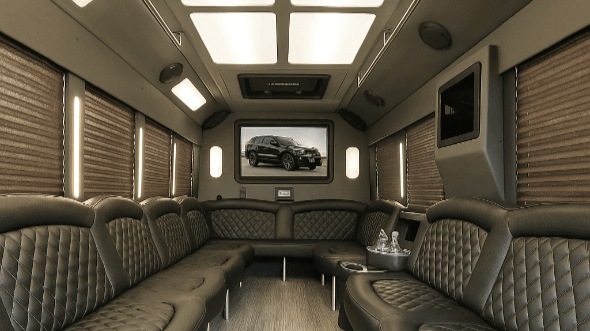 Interior of Charter Bus Company Santa Clarita's 25 Passenger Party Bus in Santa Clarita