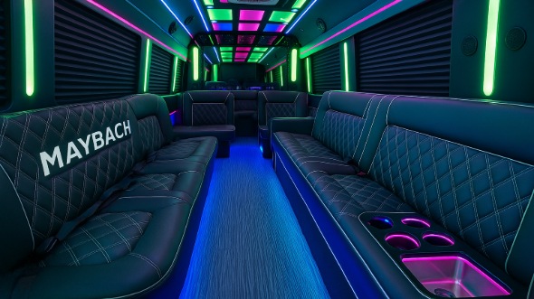Interior of Charter Bus Company Santa Barbara's 30 Passenger Party Bus in Santa Barbara