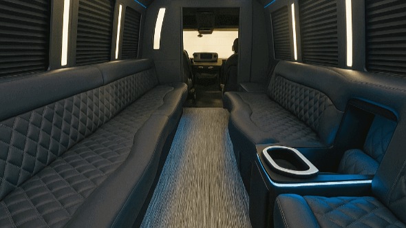 Interior of Charter Bus Company Santa Monica's 30 Passenger Party Bus in Santa Monica