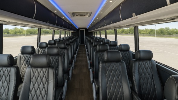 Interior of Charter Bus Company Oxnard's 40 Passenger Charter Bus in Oxnard