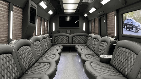 Interior of Charter Bus Company Glendale's 40 Passenger Party Bus in Glendale