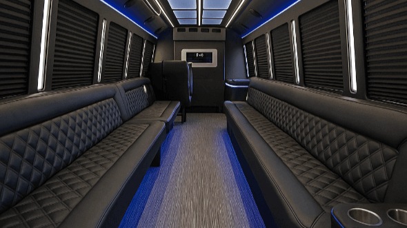 Interior of Charter Bus Company Simi Valley's 40 Passenger Party Bus in Simi Valley