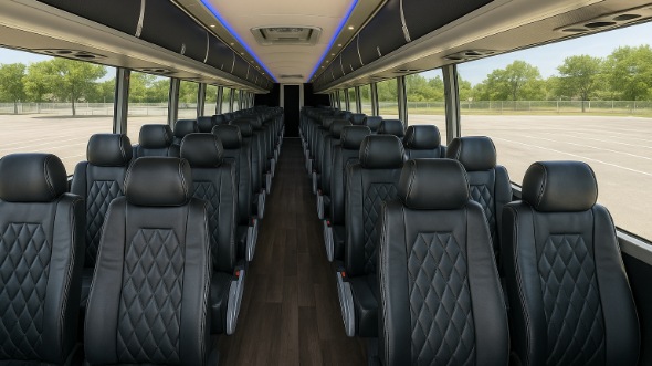 Interior of Charter Bus Company Oxnard's 46 Passenger Charter Bus in Oxnard