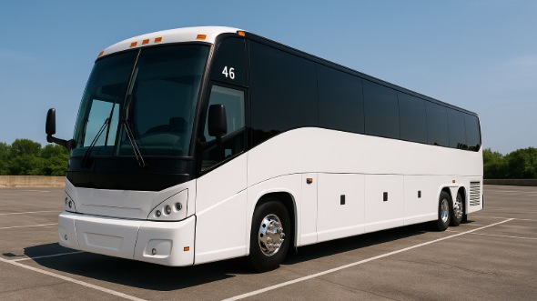 Exterior of Charter Bus Company Oxnard's 46 Passenger Charter Bus in Oxnard