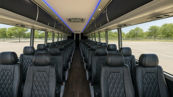 Interior of Charter Bus Company Oxnard's 48 Passenger Charter Bus in Oxnard