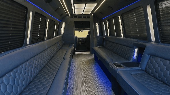 Interior of Charter Bus Company Thousand Oaks's 50 Passenger Party Bus in Thousand Oaks