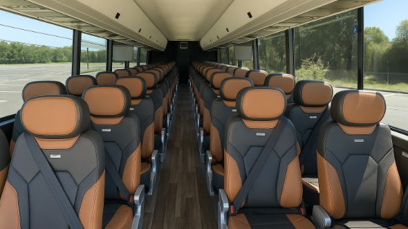 Interior of Charter Bus Company Oxnard's 51 Passenger Charter Bus in Oxnard