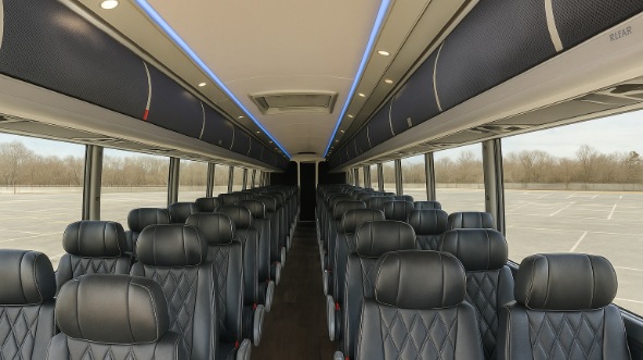 Interior of Charter Bus Company Oxnard's 55 Passenger Charter Bus in Oxnard
